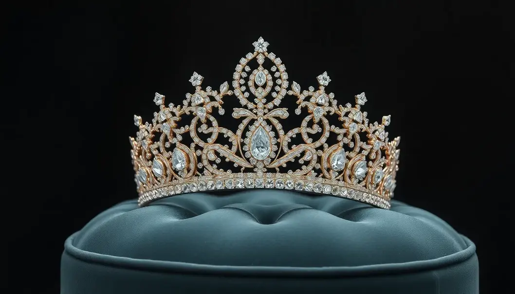 A regal diamond tiara exemplifying luxury and nobility.